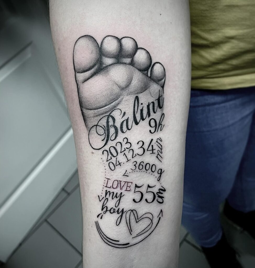 Baby Footprints with Mountains and “Always” Tattoo Tattoo Design
