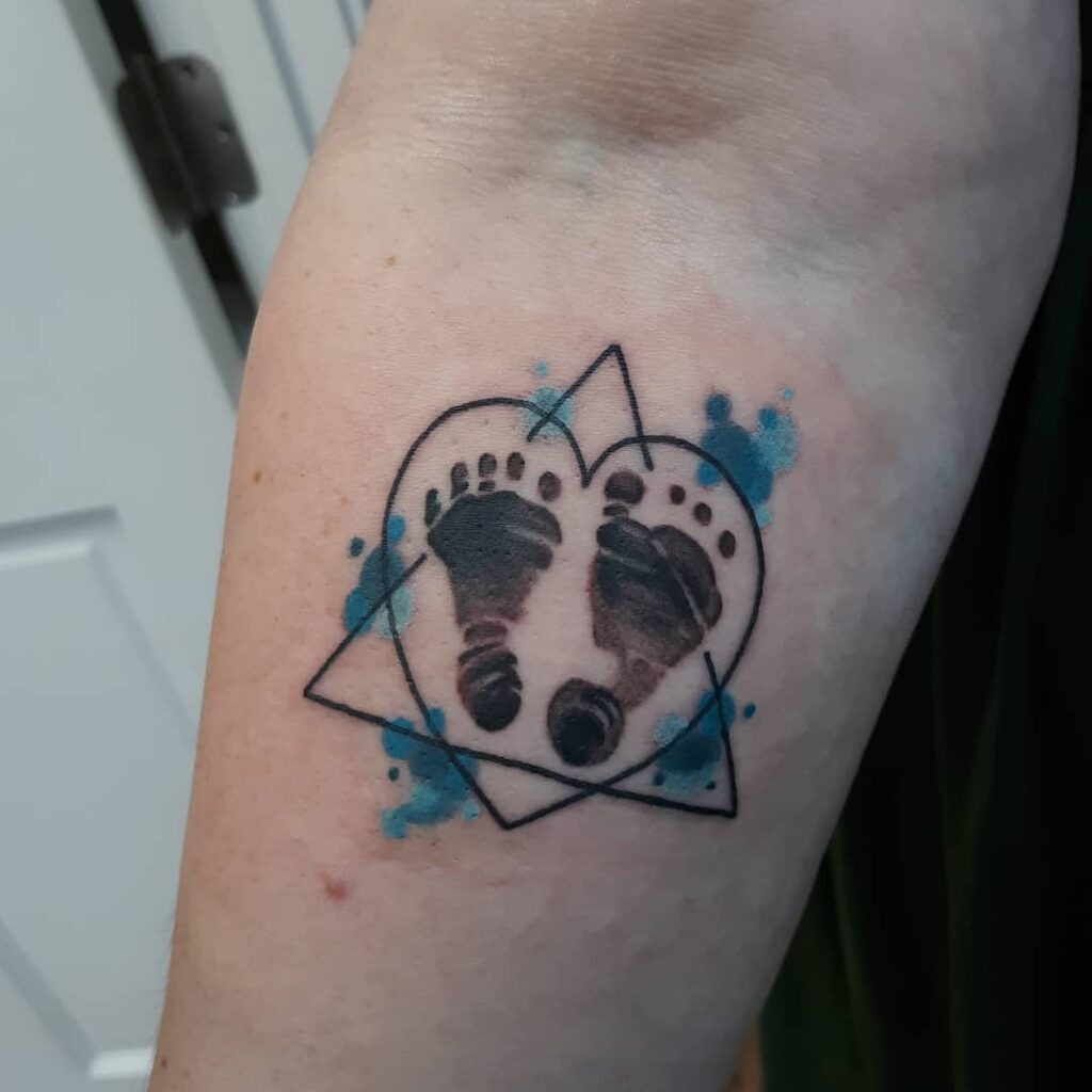 Baby Footprints with Swirls and Name Tattoo Tattoo Design