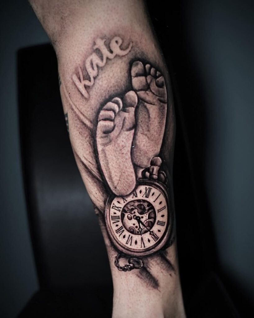 Clock and Baby Feet Tattoo Ideas Tattoo Design