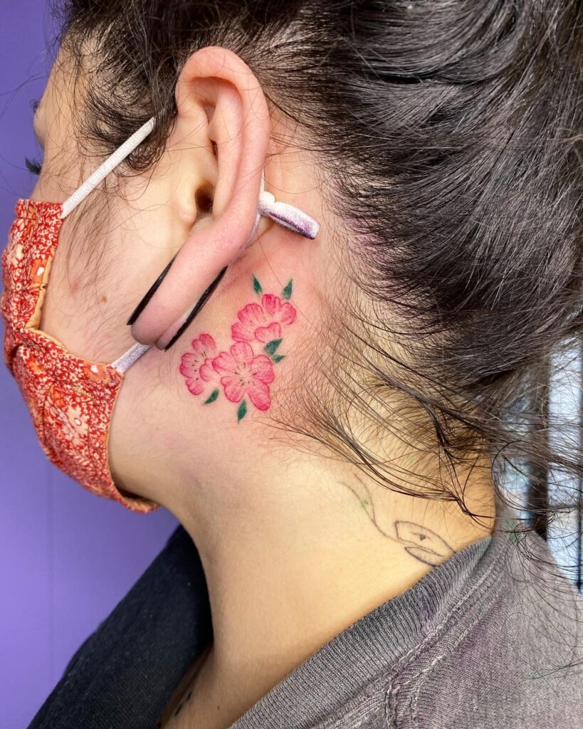 Black and Gray Rose Behind-the-Ear Tattoo Tattoo Design