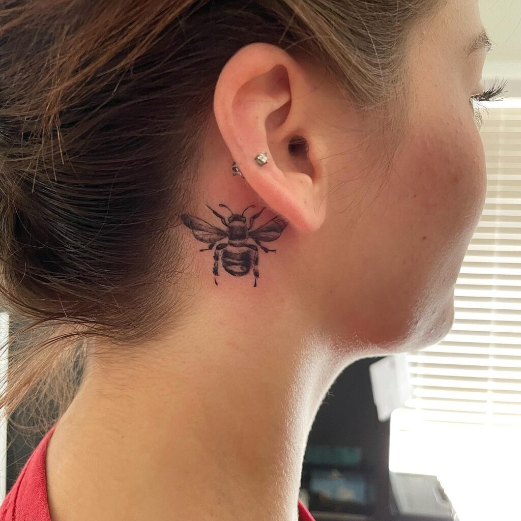 Colorful Eyes Behind-the-Ear Tattoo Tattoo Design