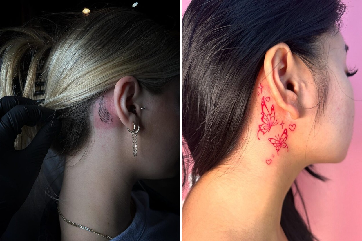 Delicate Behind The Ear Tattoo Ideas For Meaningful and Timeless Ink Featured Lookbook Collage