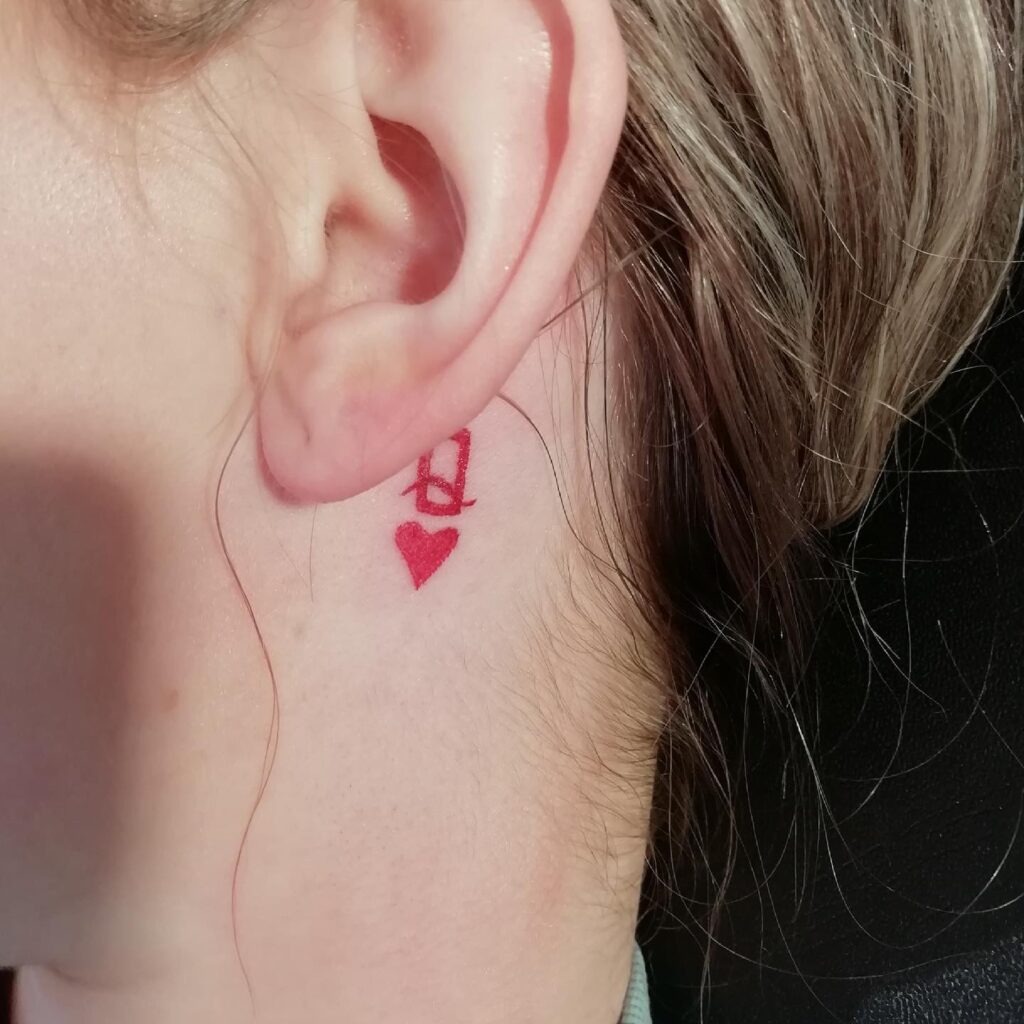 Intertwined Hearts Behind the Ear Tattoo Tattoo Design