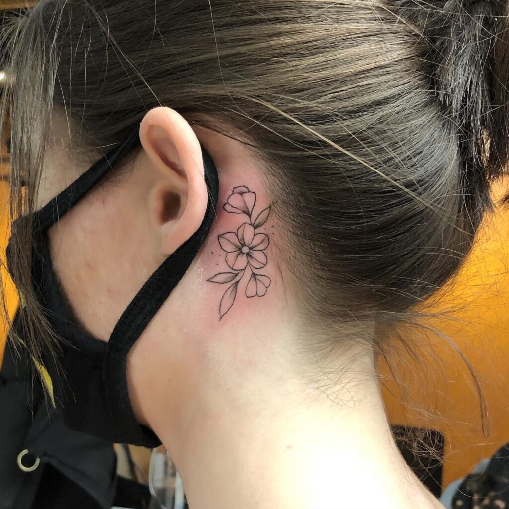 Minimalist Rose Behind-the-Ear Tattoo Tattoo Design