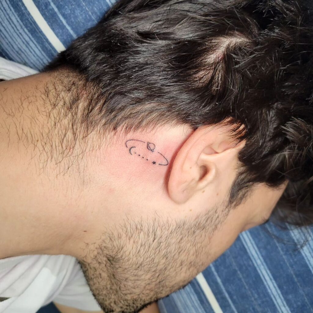 Sagittarius Constellation Behind-the-Ear Tattoo Tattoo Design