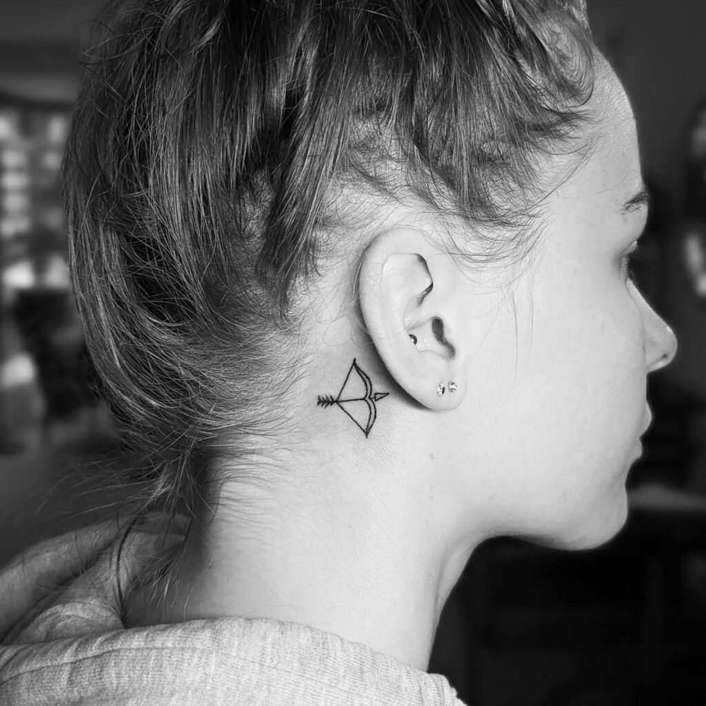 Simple Cross Behind-the-Ear Tattoo Tattoo Design
