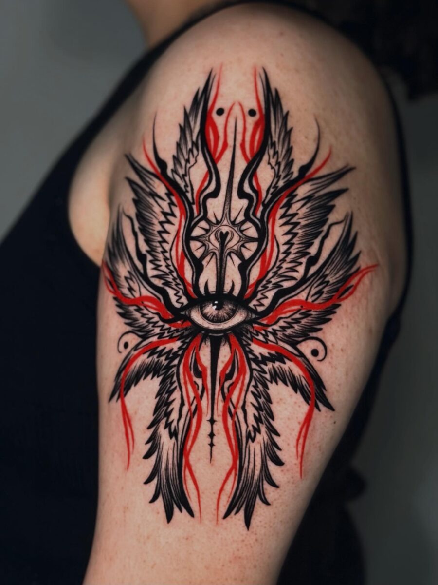 Colorful Cross with Crown Tattoo Design Tattoo Design