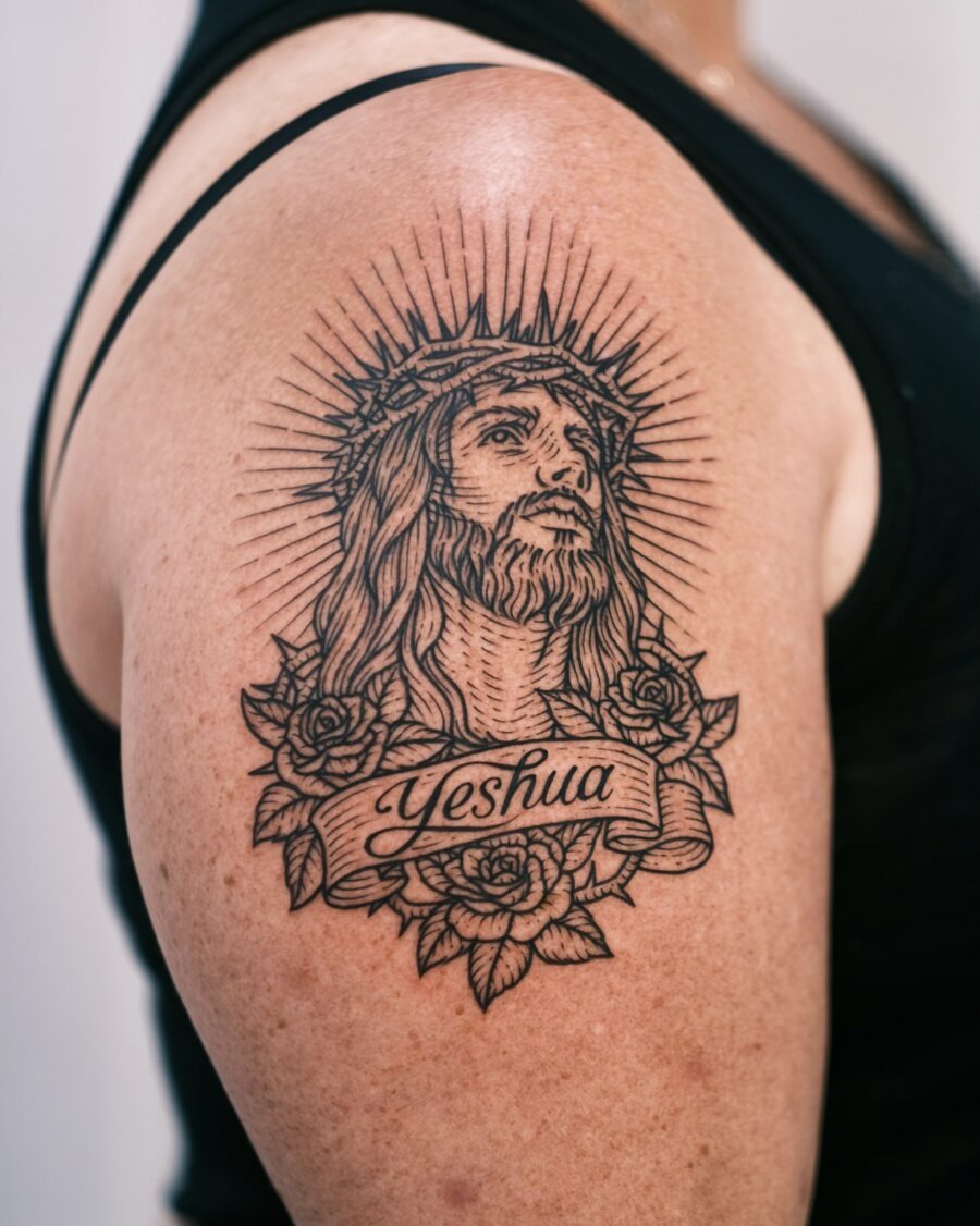 Divine Cross with Angelic Wings Tattoo Tattoo Design