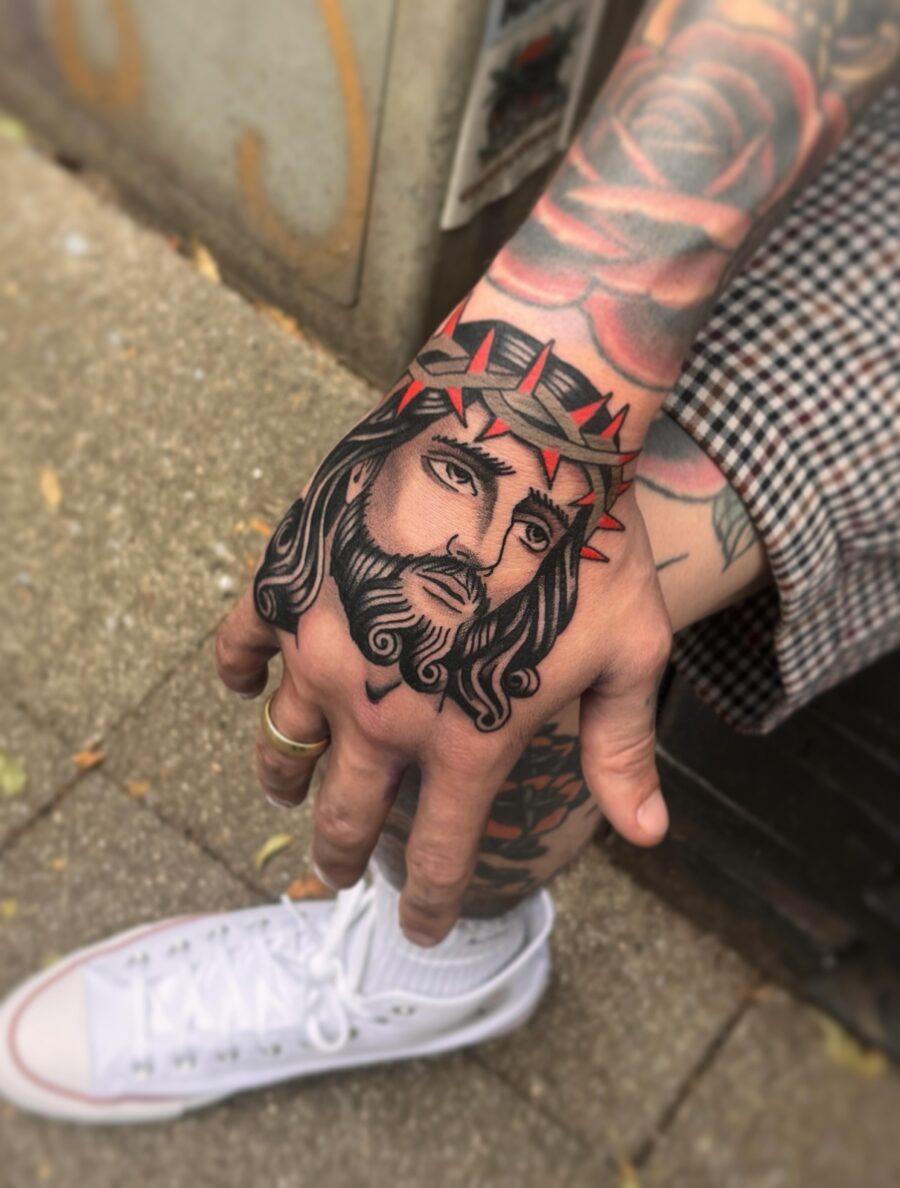 Elegant hand tattoo with tassels detail Tattoo Design