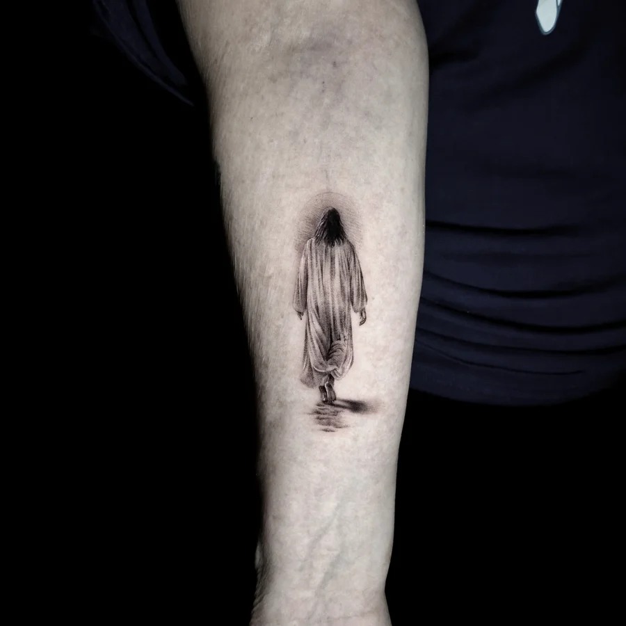 Faith Illustrated: Jesus Walking Tattoo Tattoo Design