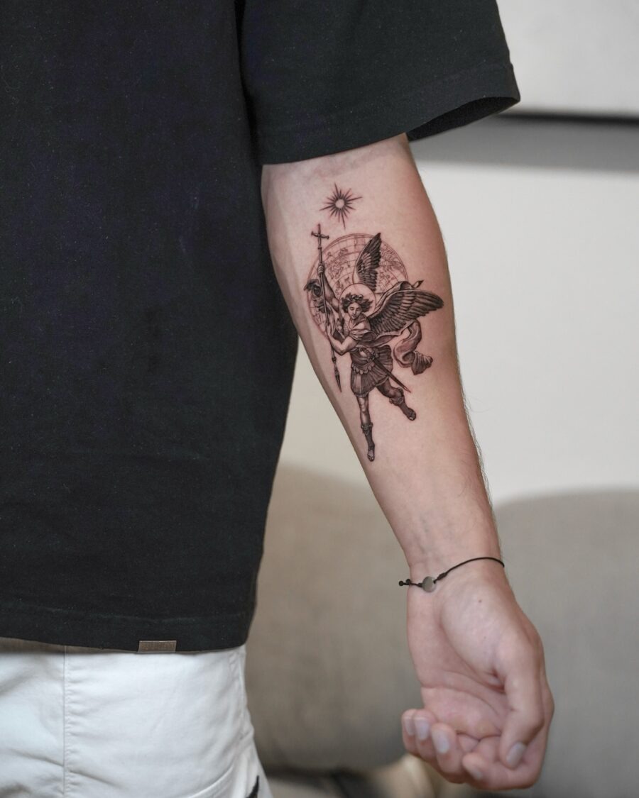 Intricate eagle wings with mysterious eye motif Tattoo Design