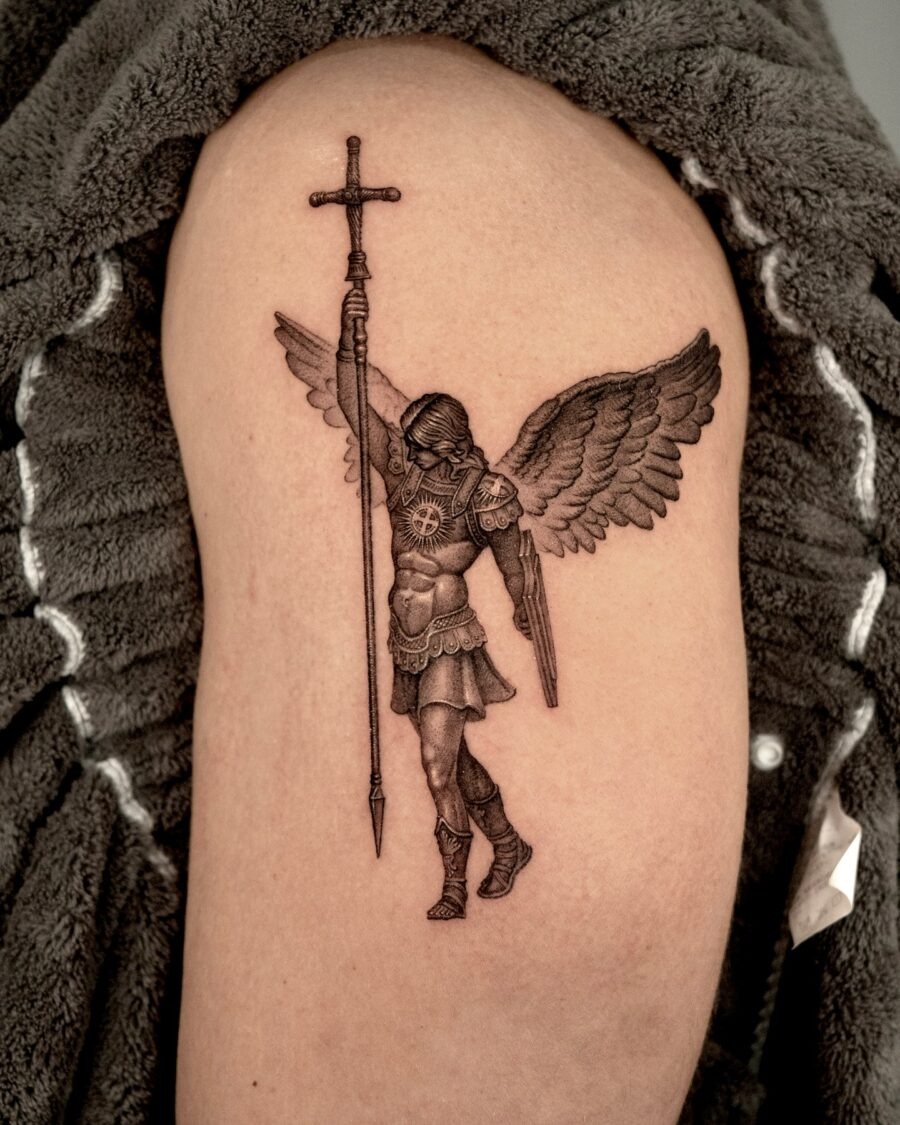 Intricate Jesus Tattoo with a Lamb Symbolism Tattoo Design
