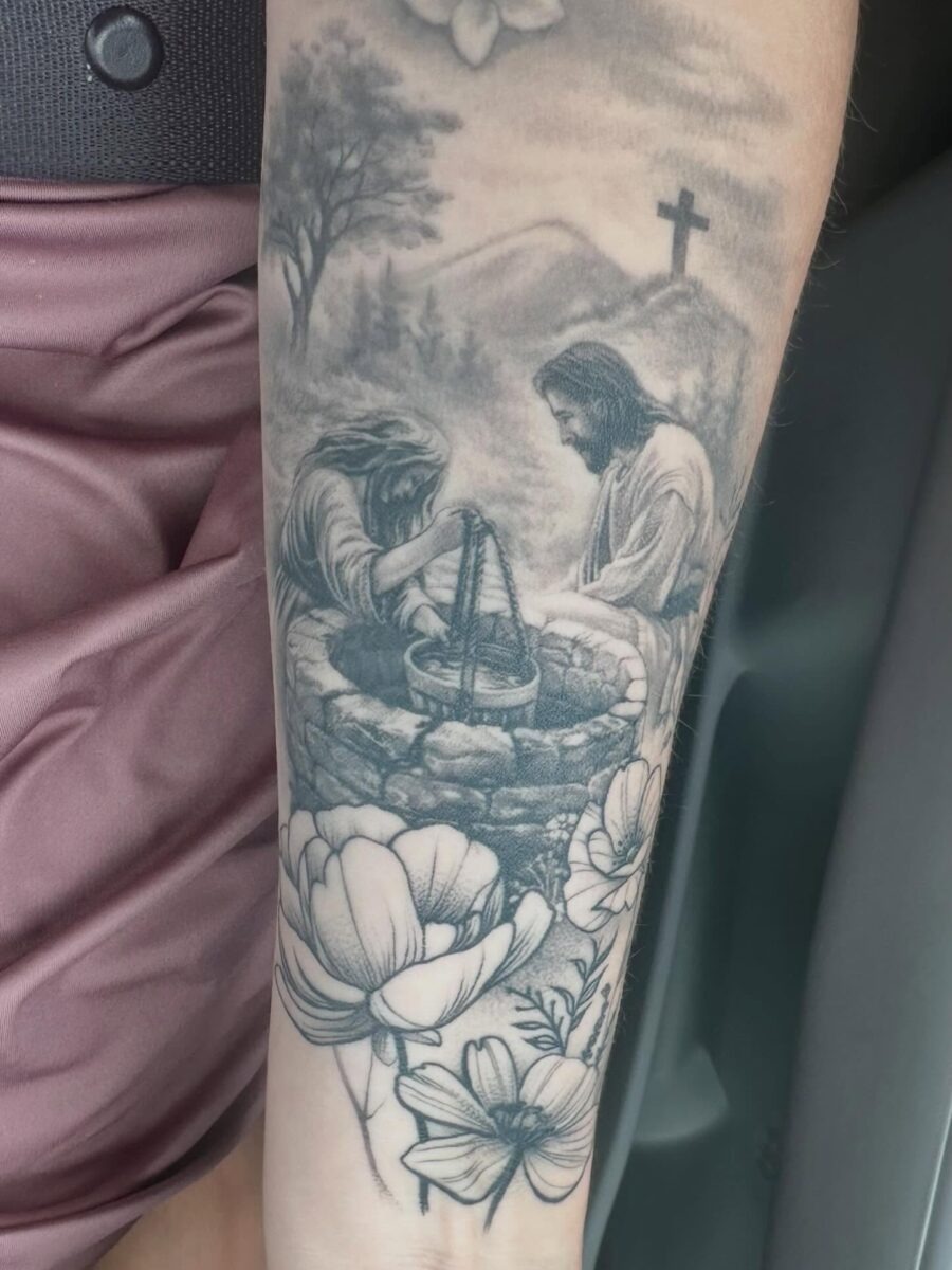 Meaningful tattoo blending faith and artistry Tattoo Design