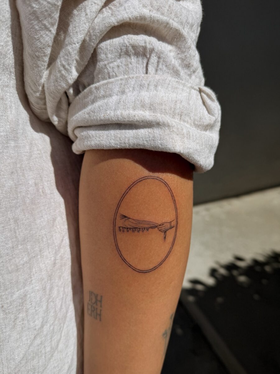 Minimalistic shepherd and sheep tattoo design Tattoo Design
