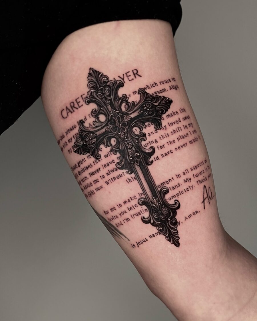Striking Black and Grey Cross Tattoo Design Tattoo Design
