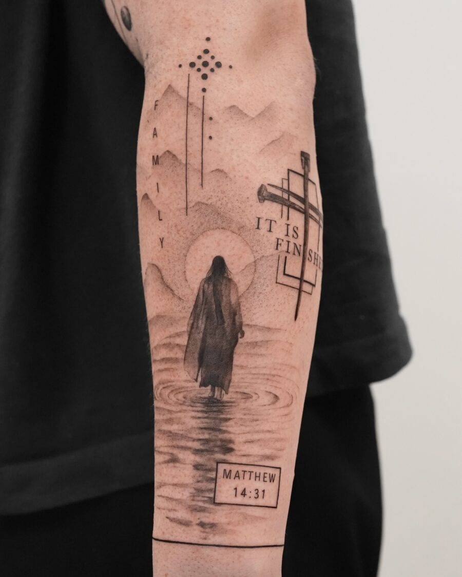 Stunning angel tattoo with biblical significance Tattoo Design