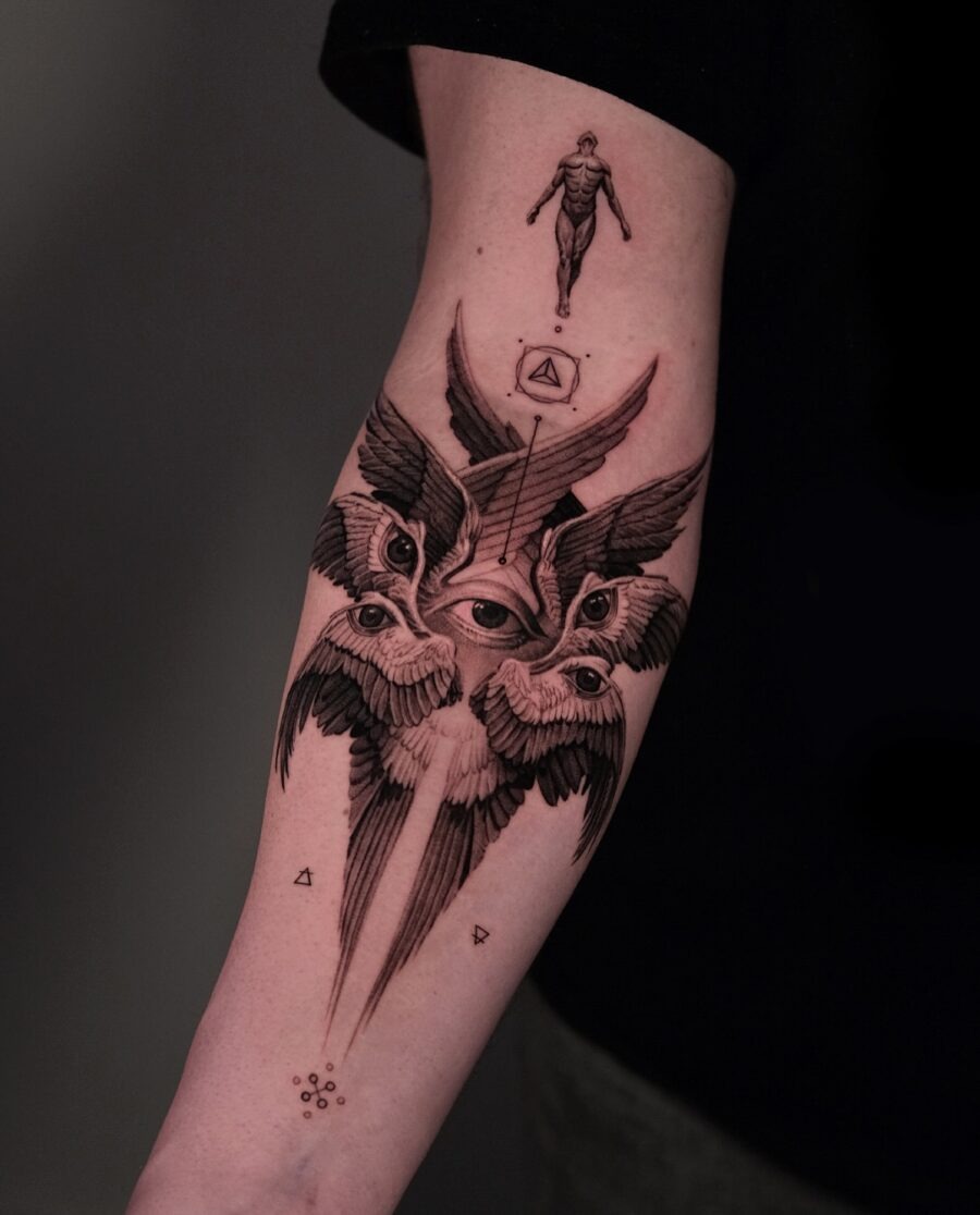 Symbolic tattoo blending faith and freedom Tattoo Design