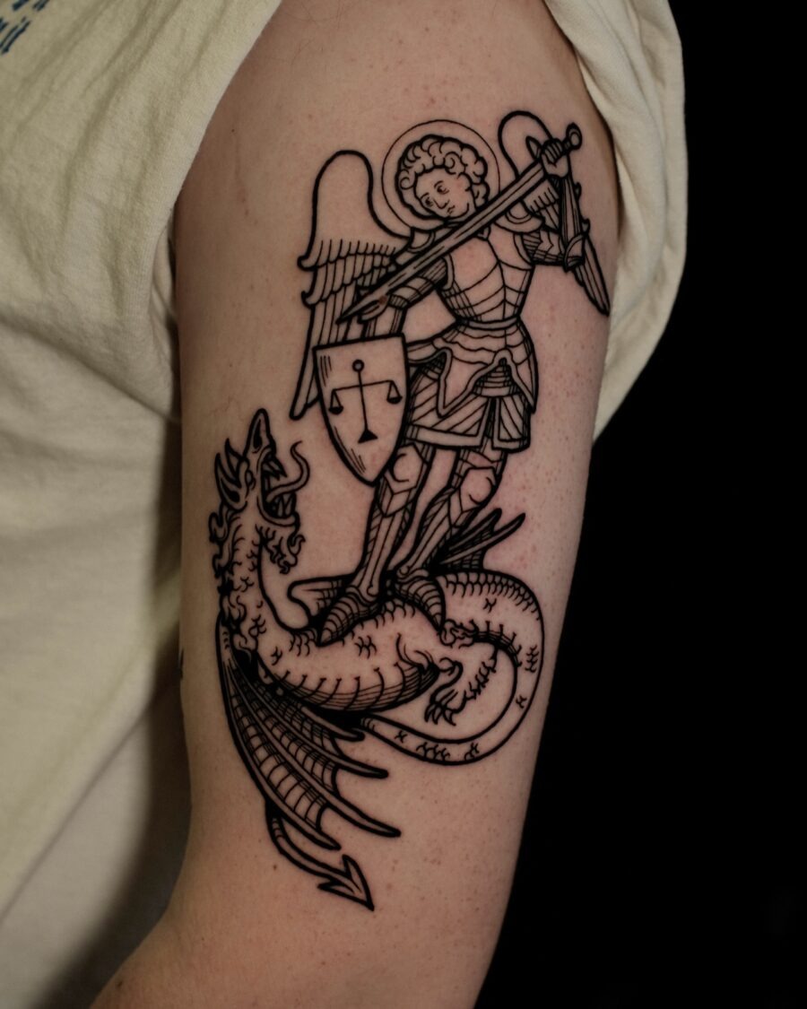 Symbolic tattoo blending faith and freedom Tattoo Design
