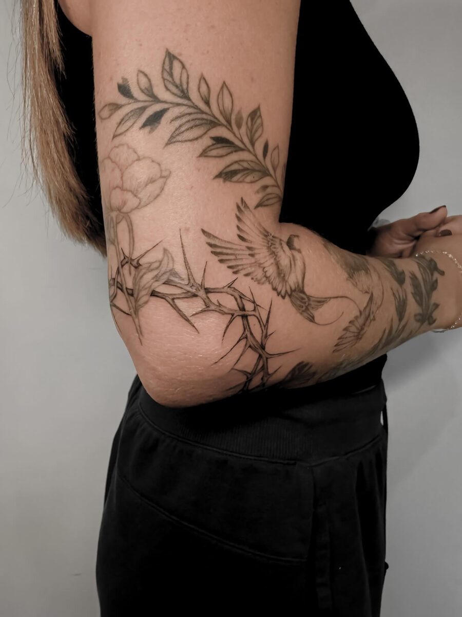 Symbolic tattoo of Jesus' heart and flame Tattoo Design