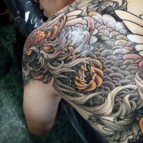 Asian Inspired Phoenix Shoulder Tattoo Tattoo Design