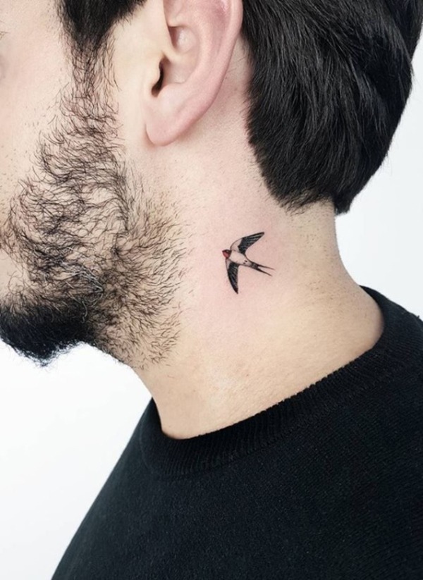 Best Friend Tattoo: Small Swallow Tattoo Behind the Ear Tattoo Design