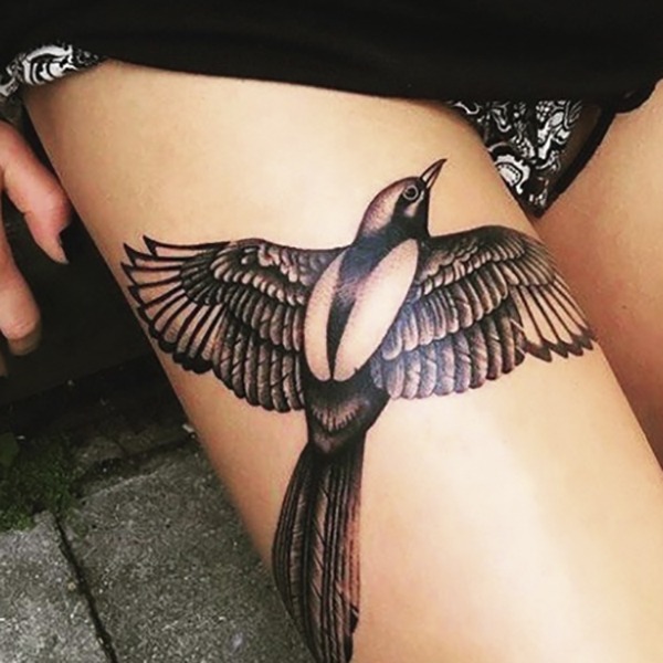 Black and White Bird in Flight Tattoo Tattoo Design