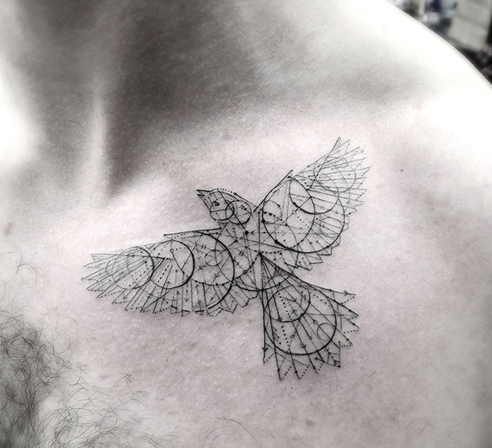 Black and White Geometric Bird Tattoo Tattoo Design