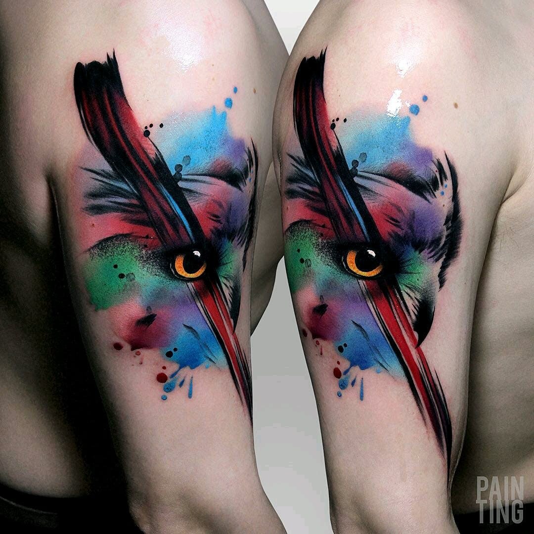 Multi-Colored Bird’s Eye Illustration Tattoo Tattoo Design