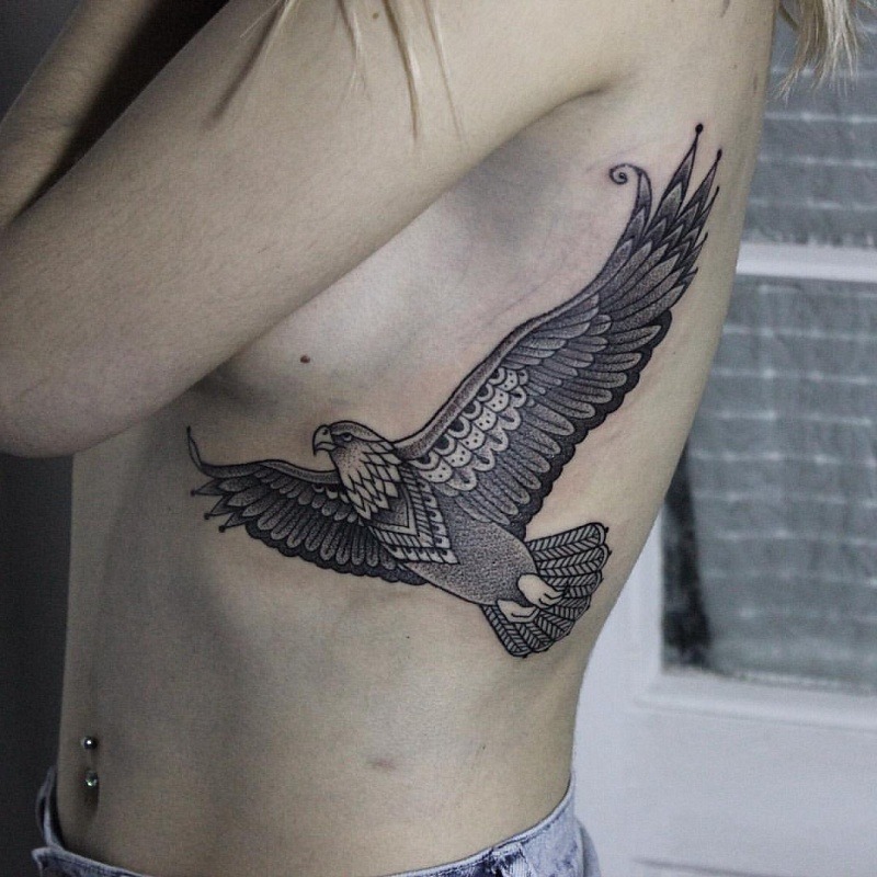 Native American Inspired Grayscale Eagle Tattoo Tattoo Design