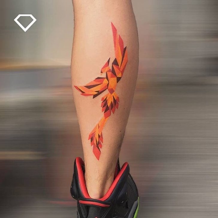 Red and Orange Geometric Tattoo Tattoo Design