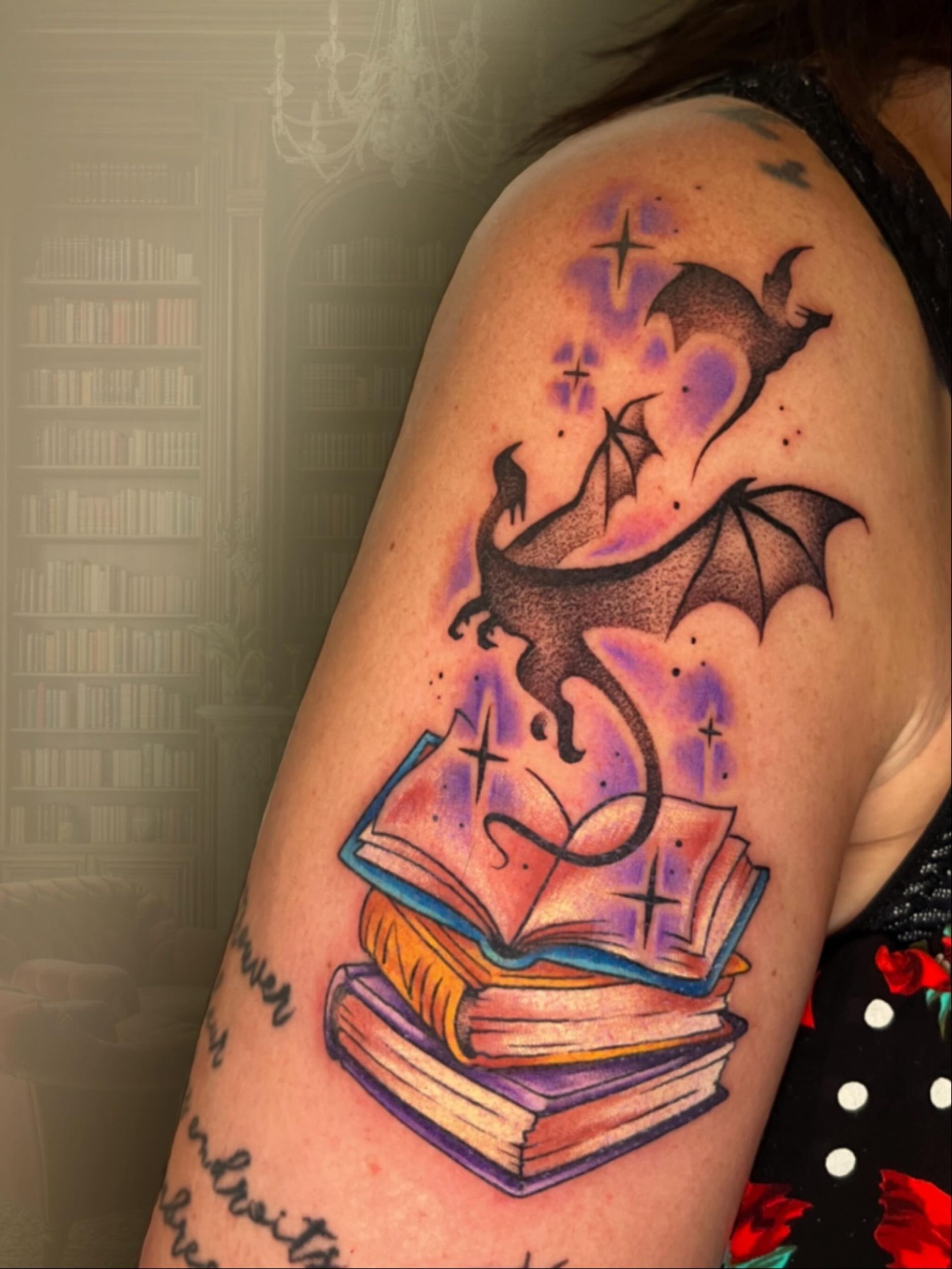 Dragon Rising From Open Book Tattoo Tattoo Design
