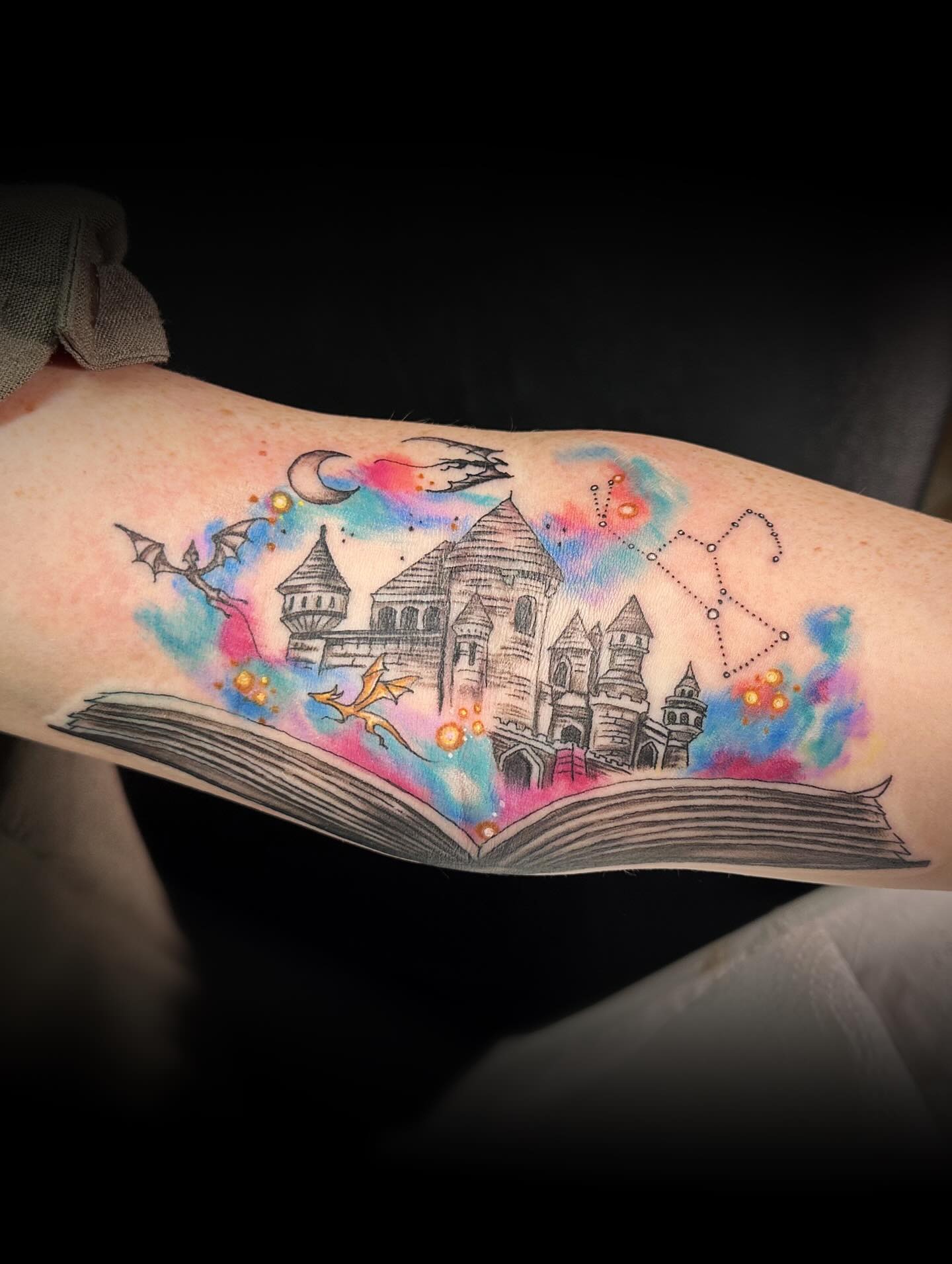Fantasy Castle Rising From Book Tattoo Tattoo Design