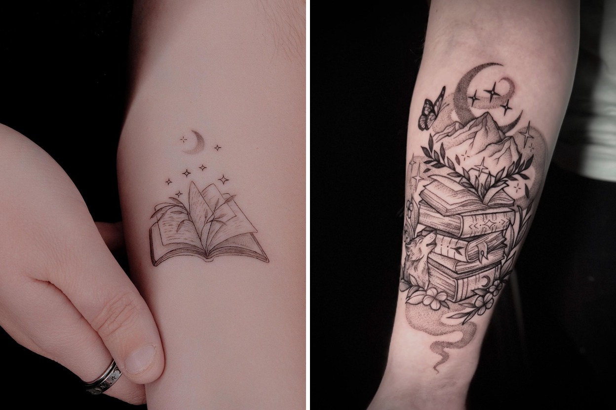 16+ Delicate Book Tattoo Ideas For Timeless and Meaningful Ink Featured Lookbook Collage