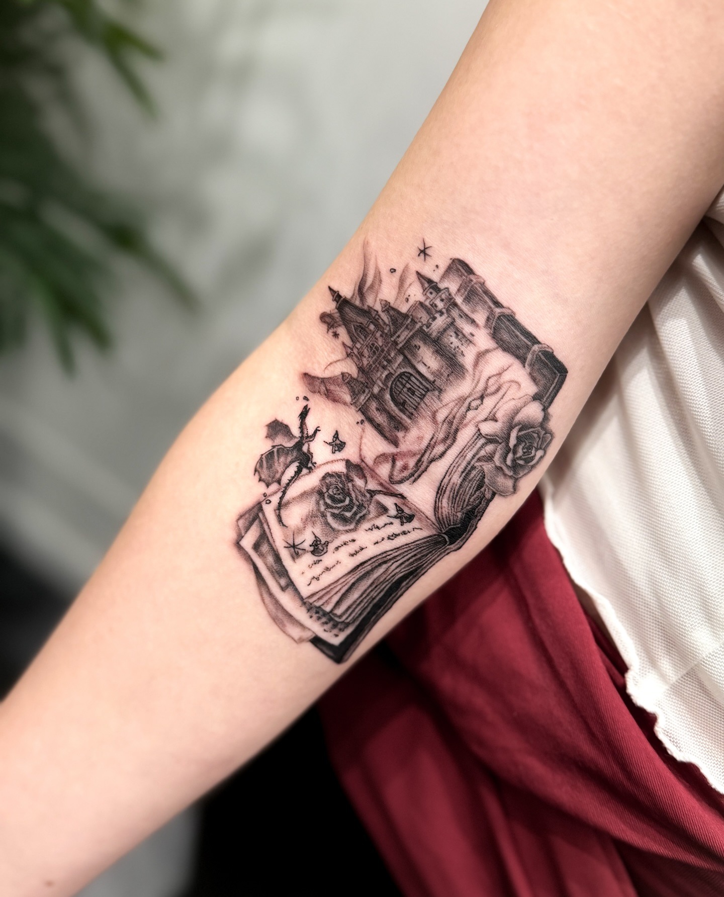 Gothic Castle and Open Book Tattoo Tattoo Design