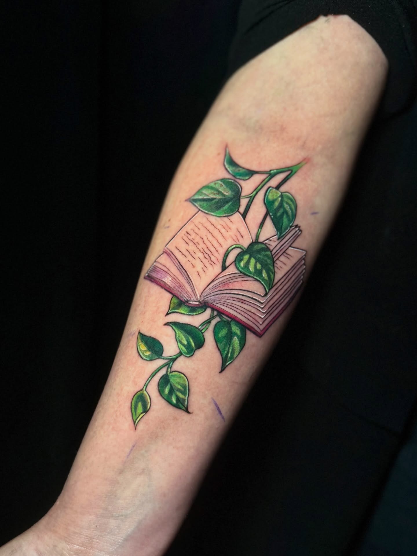 Open Book With Growing Vine Tattoo Tattoo Design