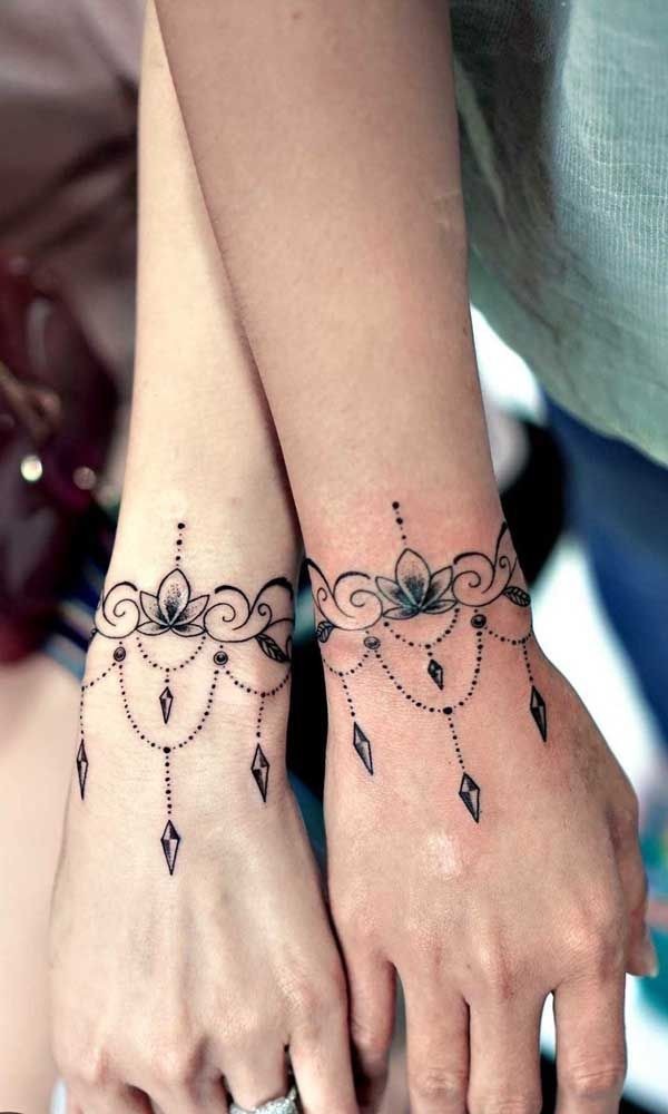 Matching Ornamental Friendship Bracelets Tattoo Design