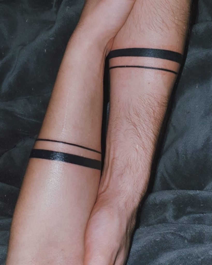 Minimal Double-Line Couple Bands Tattoo Design