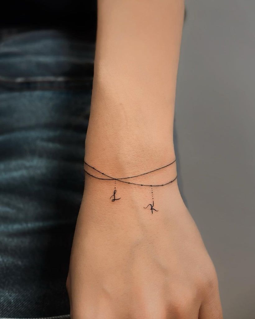 Minimalist Initial Bracelet Tattoo Design
