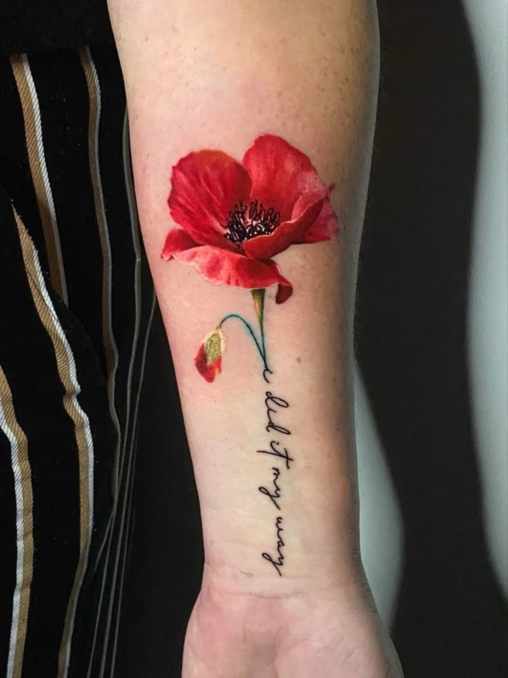 Bold Red & Quote Combo Tattoo Design