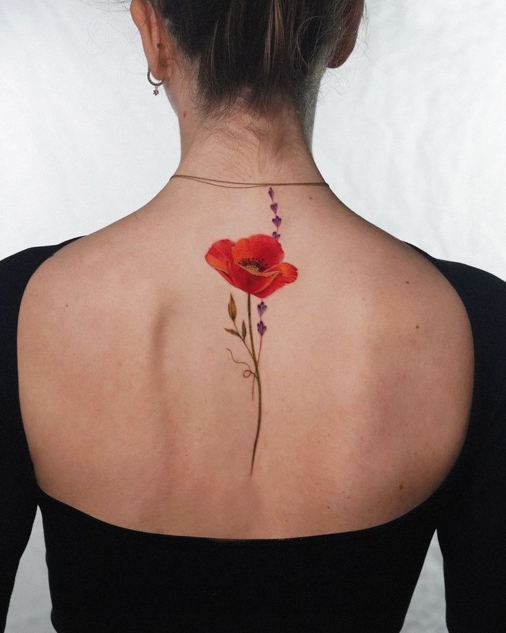 Center Spine Bloom Tattoo Design