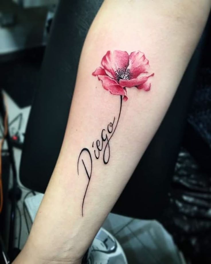 Personalized Poppy Script Tattoo Design
