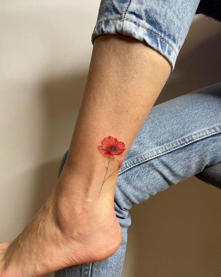 Petite Ankle Blossom Tattoo Design