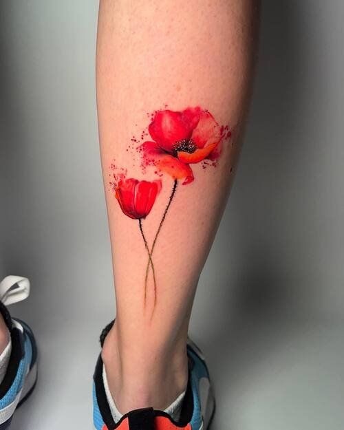 Watercolor Calf Pair Tattoo Design