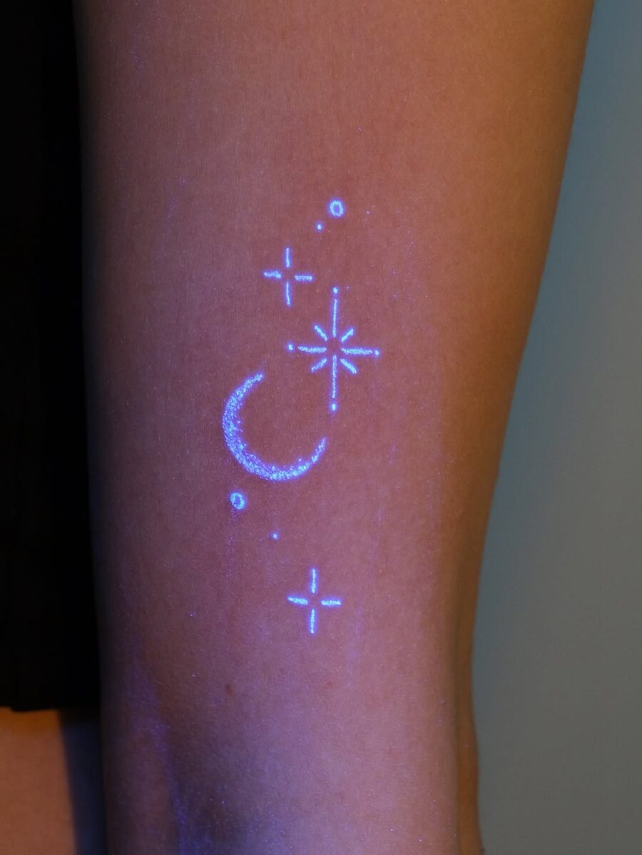 Celestial Design Featuring Moon and Stars Tattoo Design