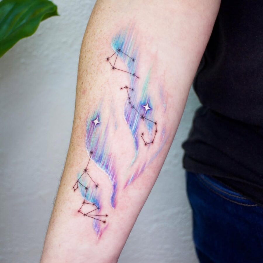Colorful constellation tattoo with cosmic vibes Tattoo Design