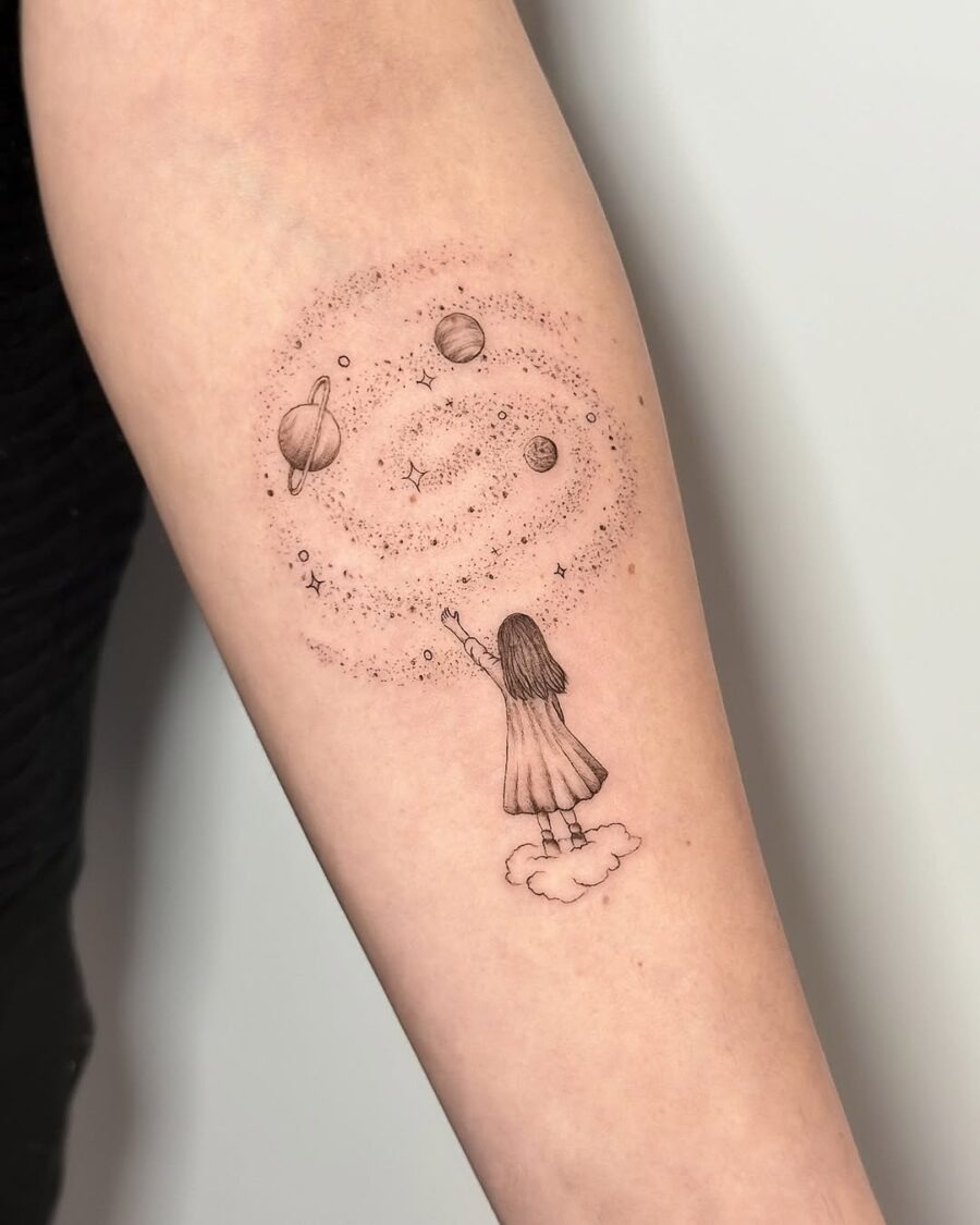 Enchanting celestial tattoo with a dreamy aesthetic Tattoo Design