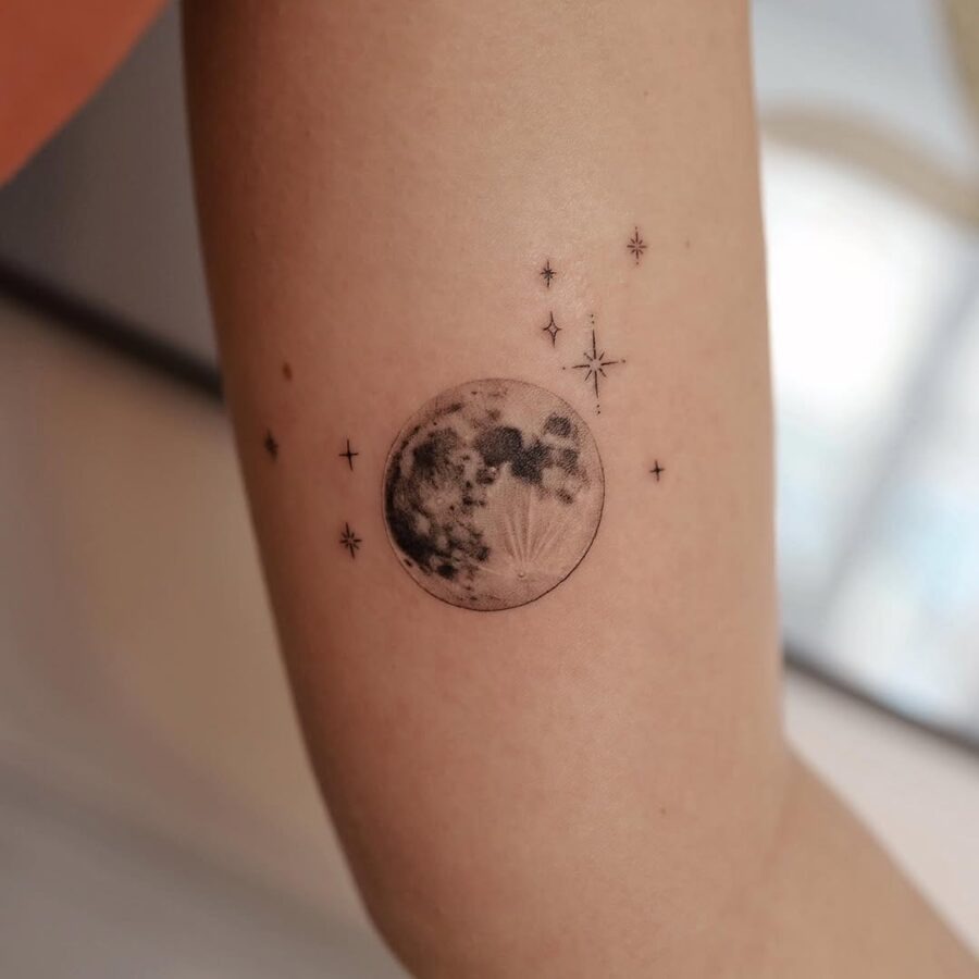 Stunning minimalist moon and star tattoo design Tattoo Design