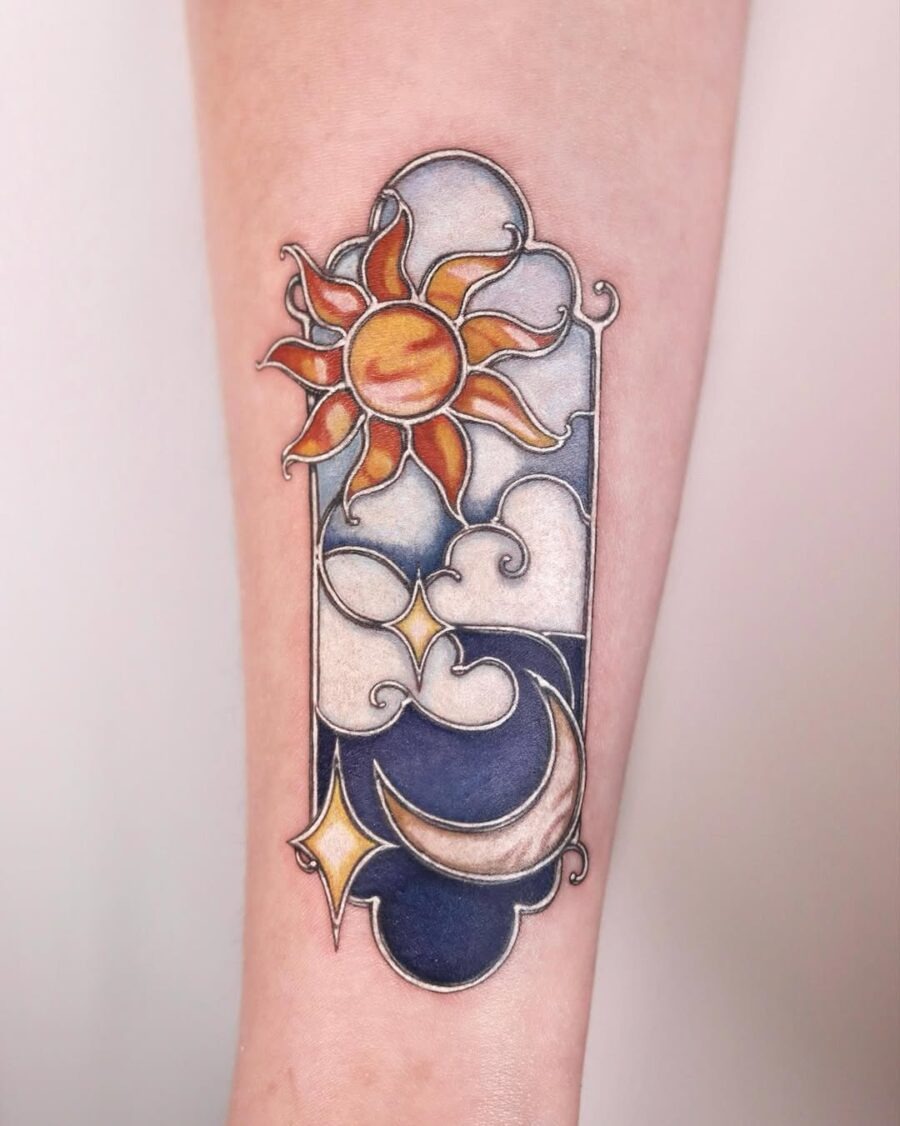 Stunning sun and moon celestial tattoo design Tattoo Design