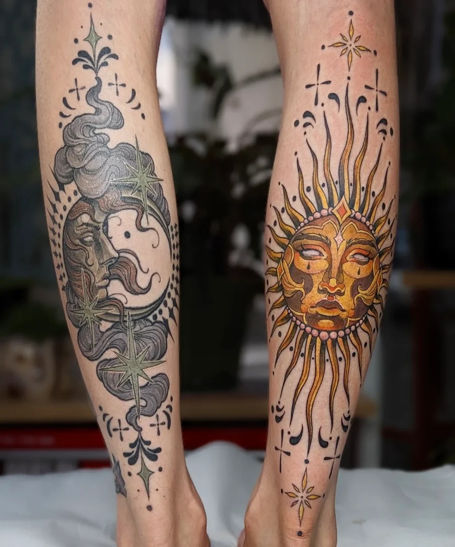 Stunning sun and moon celestial tattoo designs Tattoo Design