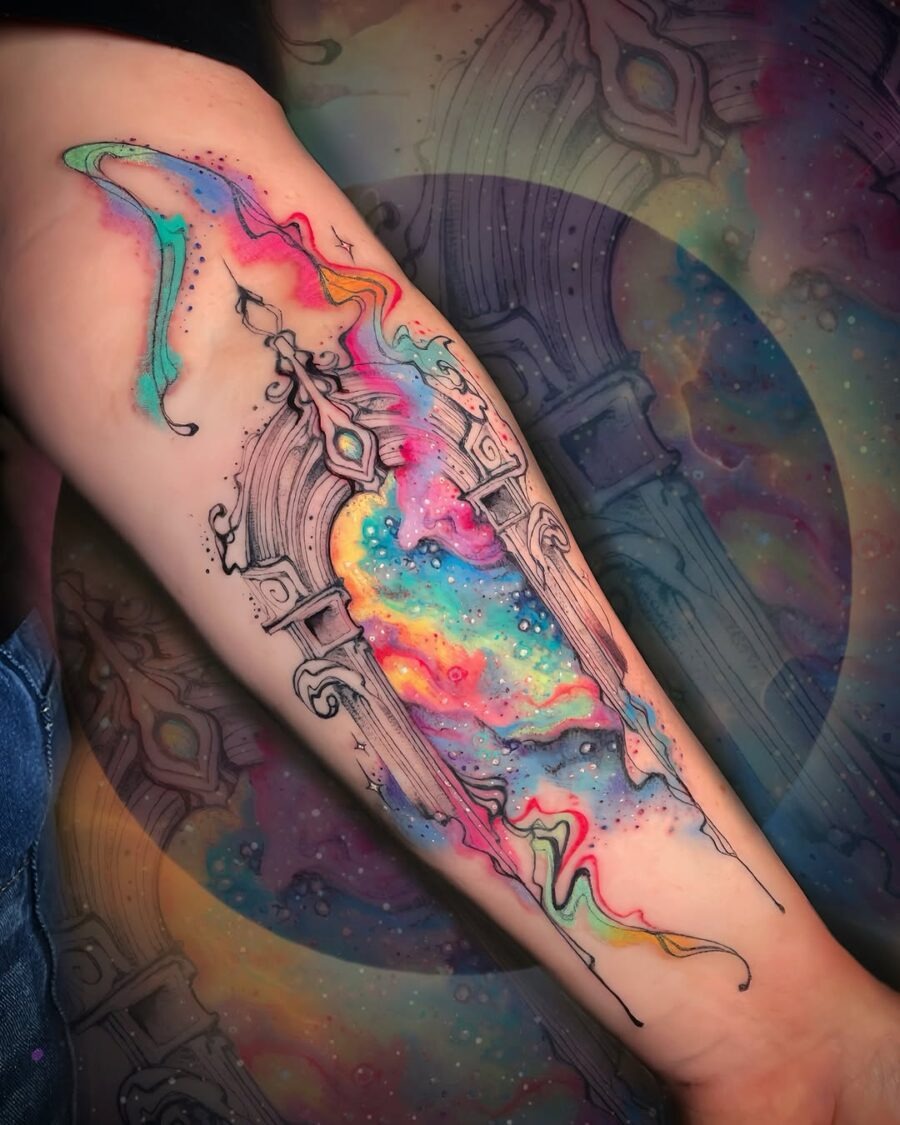 Vibrant Cosmic Doorway Tattoo Design Tattoo Design
